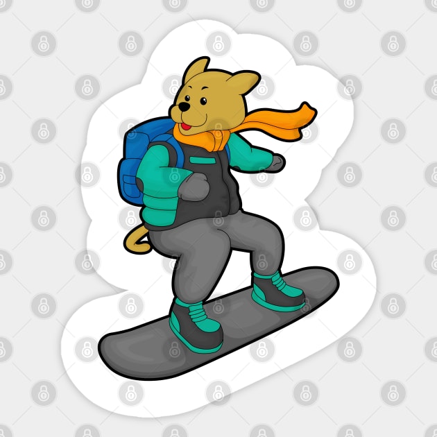 Dog as Snowboarder with Snowboard & Backpack Sticker by Markus Schnabel